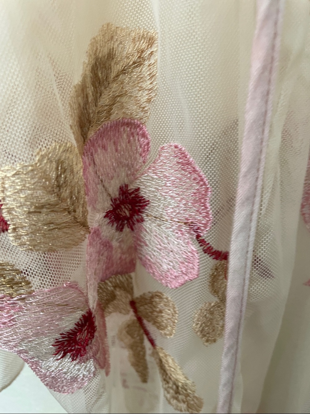 Como Vintage Pale Pink embroidered sheer robe duster feminine romantic M - Picture 3 of 6